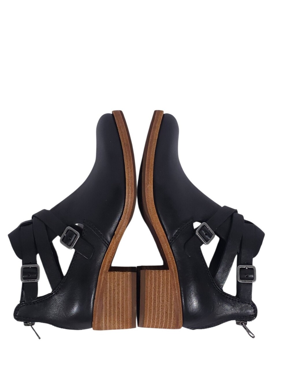 Kork-Ease Black Leather Ankle Booties with Buckle Straps - Picture 6 of 9